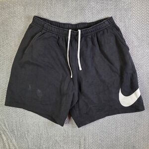 Nike Men's Fleece Shorts 3XL Tall Black Swoosh Cotton Drawstring Casual